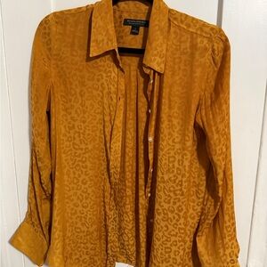 Banana Republic Mustard Jacquard Leopard-Print Blouse